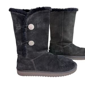 Koolaburra by UGG Koola Tall Boot Black Suede Faux Fur Women’s Size 10 2Button